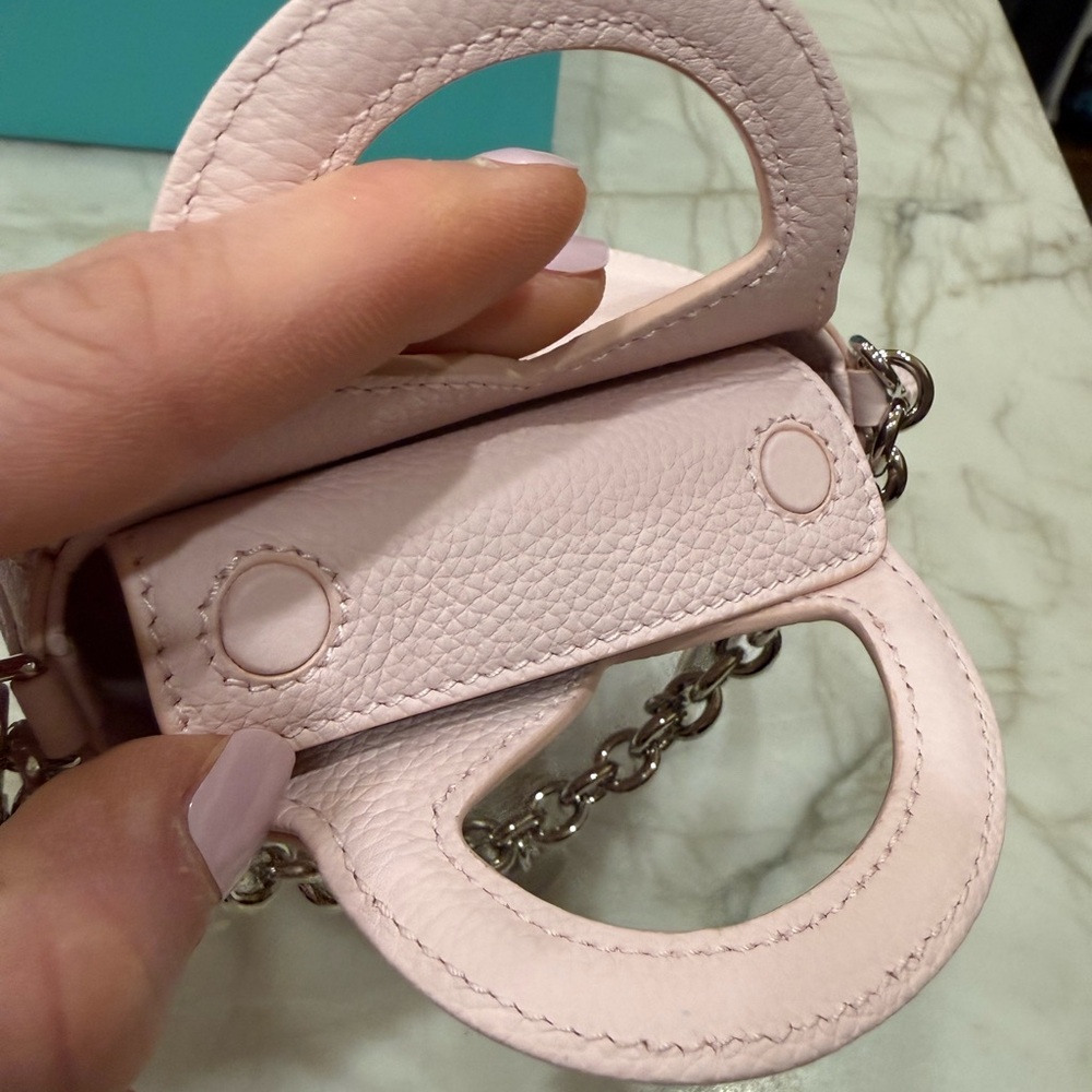 Tiffany & Co. Pale Pink Leather Mini Bag with Charm Chain New Full Set - Picture 9 of 15